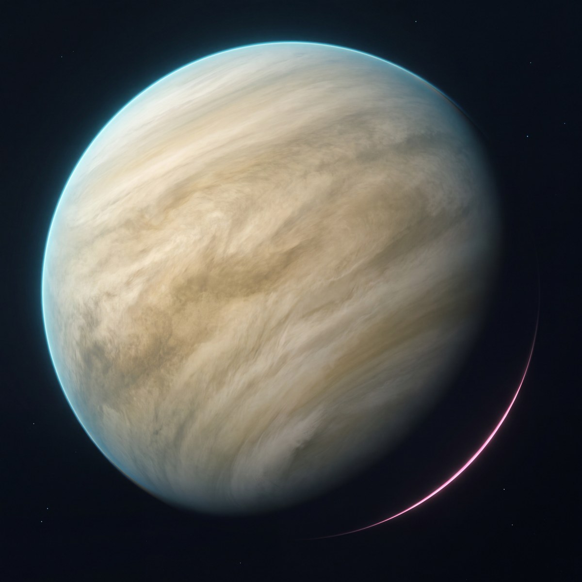 Planet Venus mit cyanfarbenem Randlicht